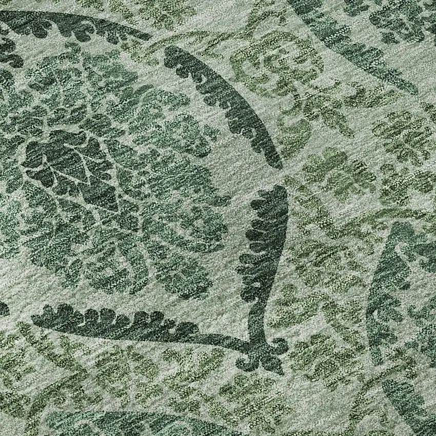 Fern Green And Emerald Medallion Washable Area Rug With UV Protection Photo 9