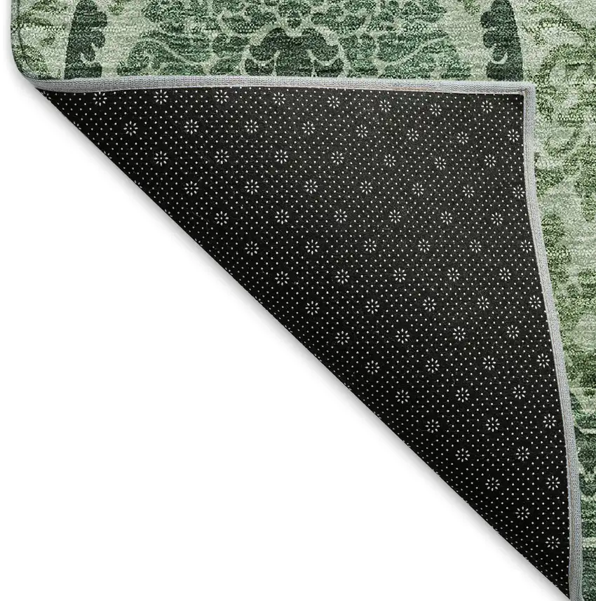 Fern Green And Emerald Medallion Washable Area Rug With UV Protection Photo 6