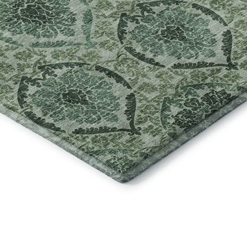 Fern Green And Emerald Medallion Washable Area Rug With UV Protection Photo 8