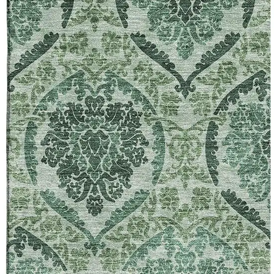 Fern Green And Emerald Medallion Washable Area Rug With UV Protection Photo 4