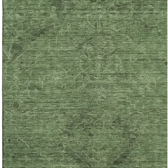 Fern Green And Emerald Medallion Washable Area Rug With UV Protection Photo 3