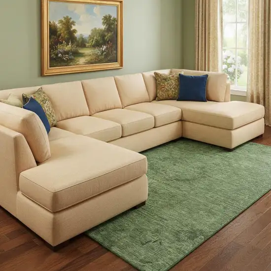 Fern Green And Emerald Medallion Washable Area Rug With UV Protection Photo 2