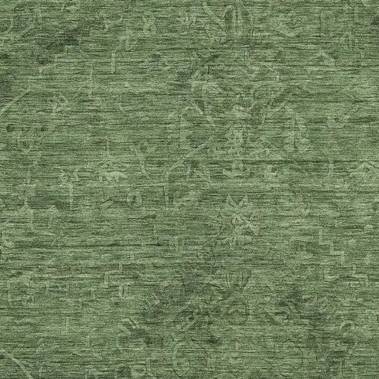 Fern Green And Emerald Medallion Washable Area Rug With UV Protection Photo 2