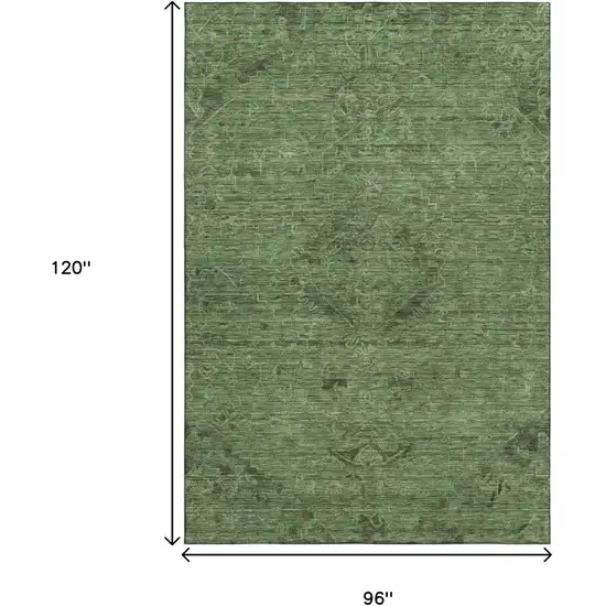 Fern Green And Emerald Medallion Washable Area Rug With UV Protection Photo 6