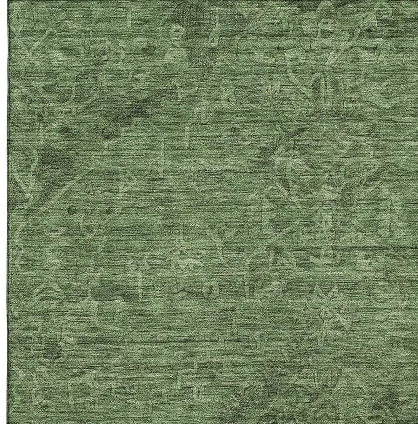 Fern Green And Emerald Medallion Washable Area Rug With UV Protection Photo 2