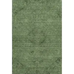 Photo of Fern Green And Emerald Medallion Washable Area Rug With UV Protection