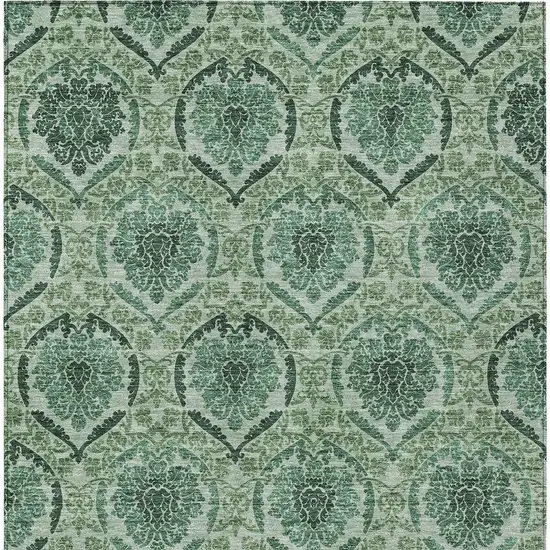 Fern Green And Emerald Medallion Washable Indoor Outdoor Area Rug Photo 7