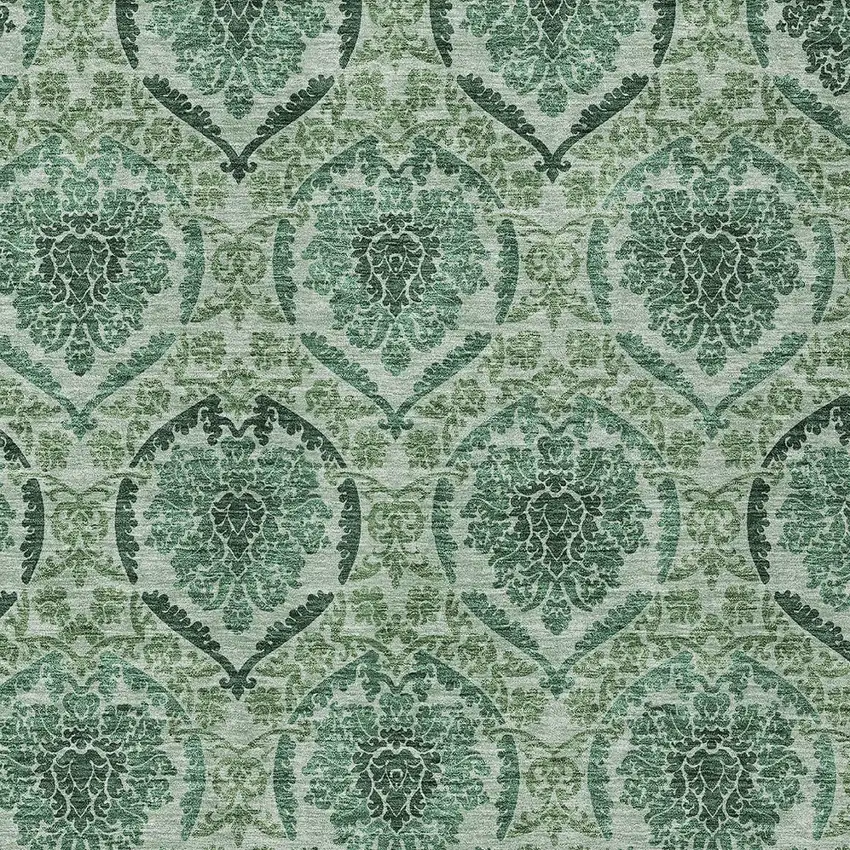 Fern Green And Emerald Medallion Washable Indoor Outdoor Area Rug Photo 6