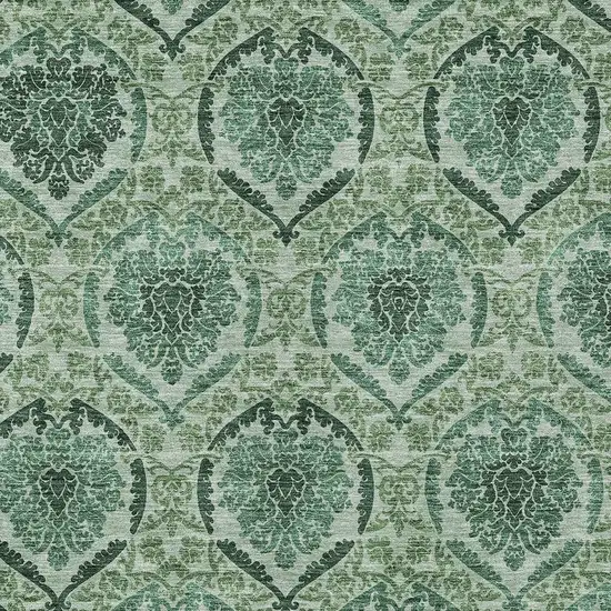 Fern Green And Emerald Medallion Washable Indoor Outdoor Area Rug Photo 6