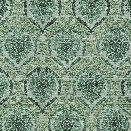 Fern Green And Emerald Medallion Washable Indoor Outdoor Area Rug Photo 6