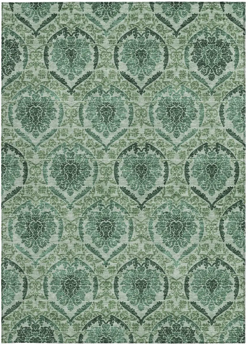 Fern Green And Emerald Medallion Washable Indoor Outdoor Area Rug Photo 7