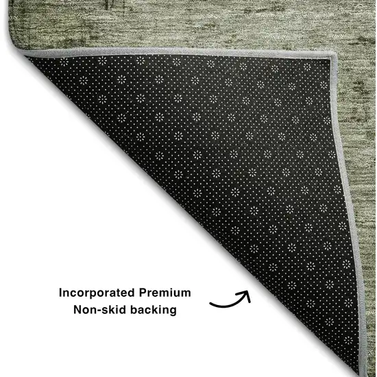 Fern Green And Gold Abstract Washable Area Rug With UV Protection Photo 4