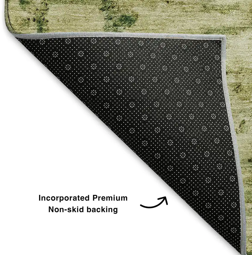 Fern Green And Gold Abstract Washable Area Rug With UV Protection Photo 7