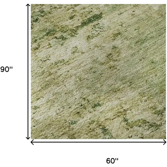 Fern Green And Gold Abstract Washable Area Rug With UV Protection Photo 9