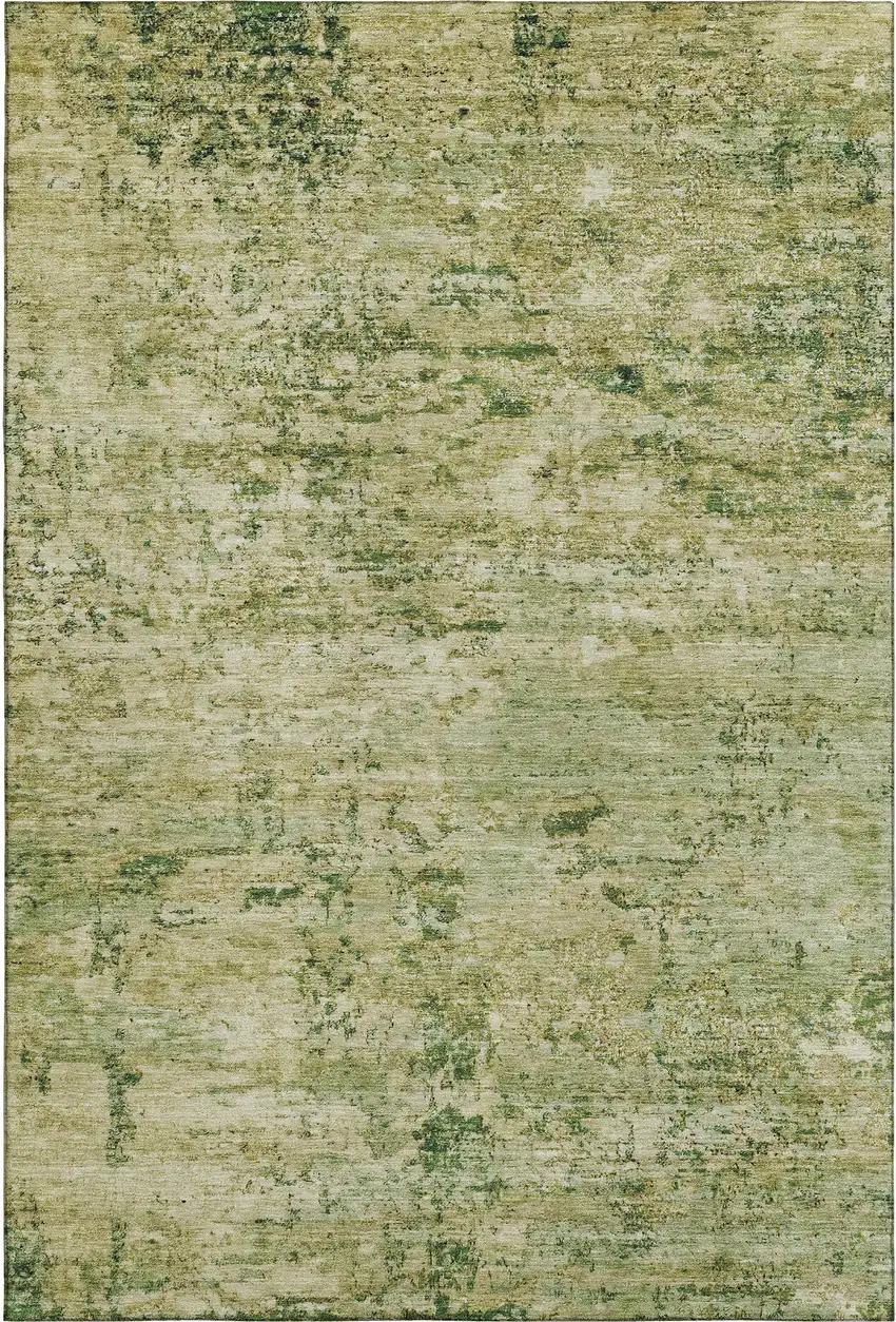 Fern Green And Gold Abstract Washable Area Rug With UV Protection Photo 6