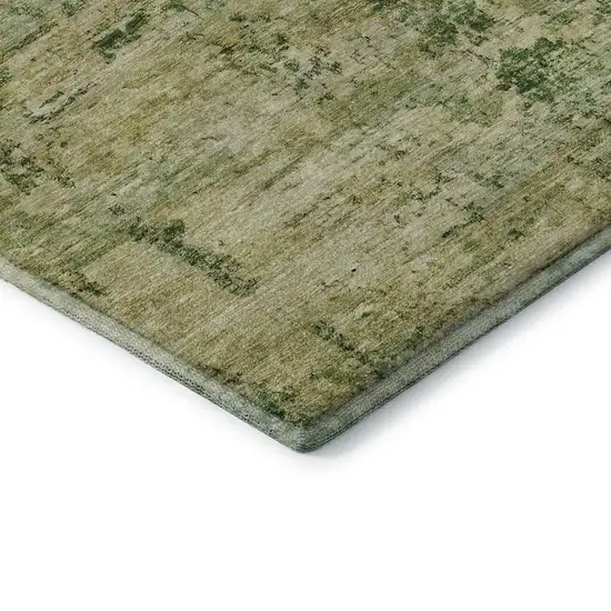 Fern Green And Gold Abstract Washable Area Rug With UV Protection Photo 8