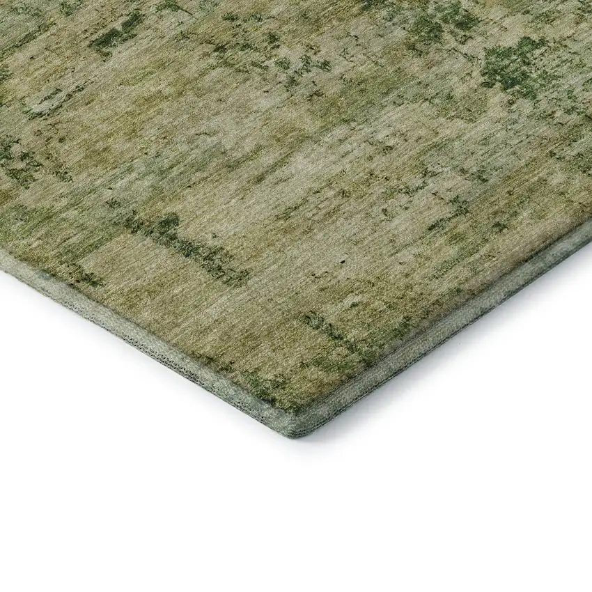 Fern Green And Gold Abstract Washable Area Rug With UV Protection Photo 8