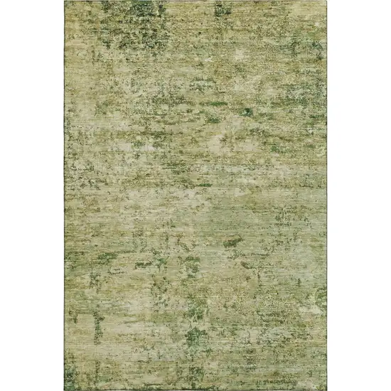 Fern Green And Gold Abstract Washable Area Rug With UV Protection Photo 6