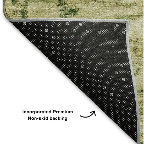 Fern Green And Gold Abstract Washable Area Rug With UV Protection Photo 7