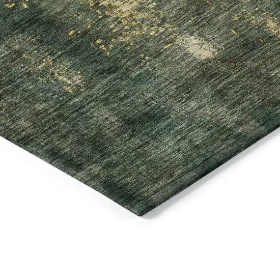 Fern Green And Gold Abstract Washable Indoor Outdoor Area Rug Photo 4