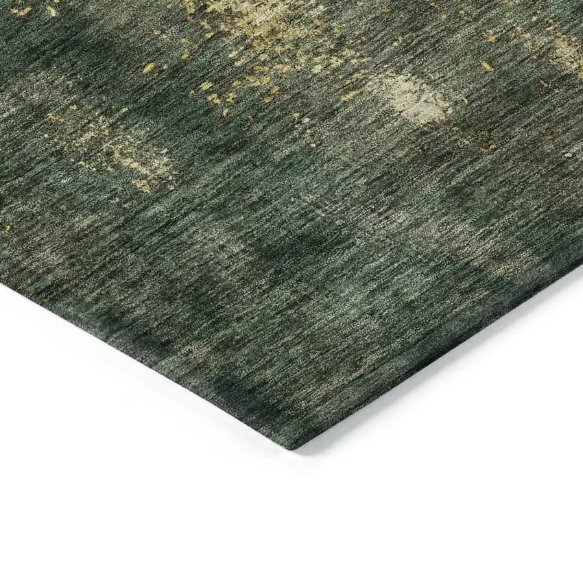 Fern Green And Gold Abstract Washable Indoor Outdoor Area Rug Photo 4