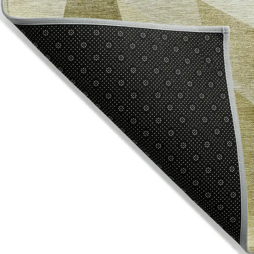 Fern Green And Gold Abstract Washable Indoor Outdoor Area Rug Photo 5