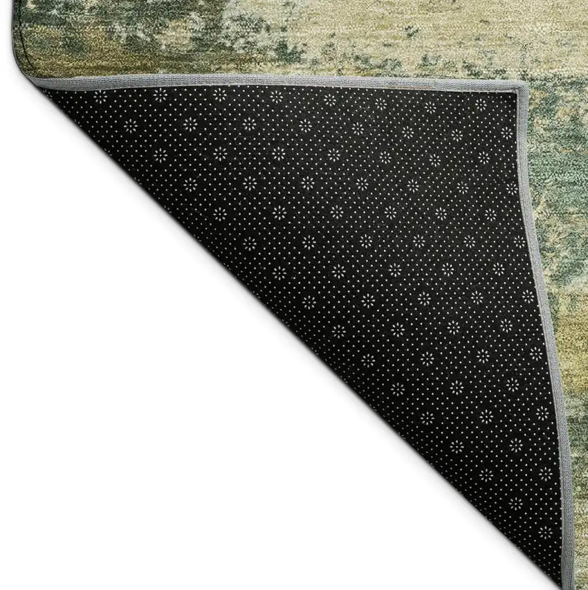 Fern Green And Gold Abstract Washable Indoor Outdoor Area Rug Photo 3