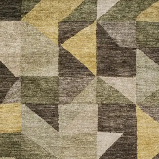 Fern Green And Gold Geometric Washable Indoor Outdoor Area Rug Photo 2