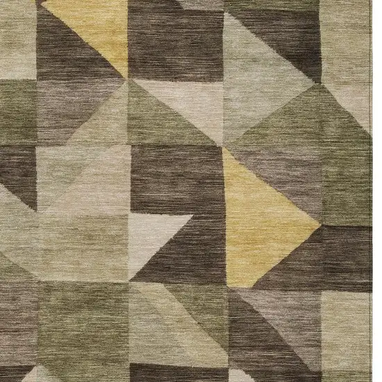 Fern Green And Gold Geometric Washable Indoor Outdoor Area Rug Photo 2