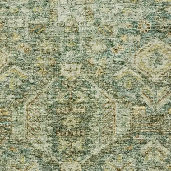 Fern Green And Gold Medallion Washable Indoor Outdoor Area Rug Photo 2