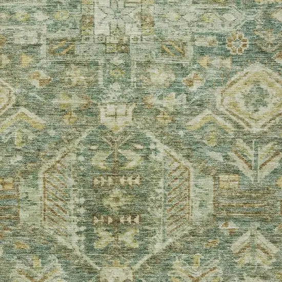 Fern Green And Gold Medallion Washable Indoor Outdoor Area Rug Photo 2