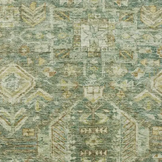 Fern Green And Gold Medallion Washable Indoor Outdoor Area Rug Photo 2