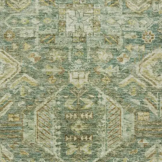 Fern Green And Gold Medallion Washable Indoor Outdoor Area Rug Photo 2
