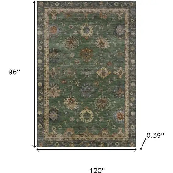 Fern Green And Gold Oriental Washable Area Rug With UV Protection Photo 9