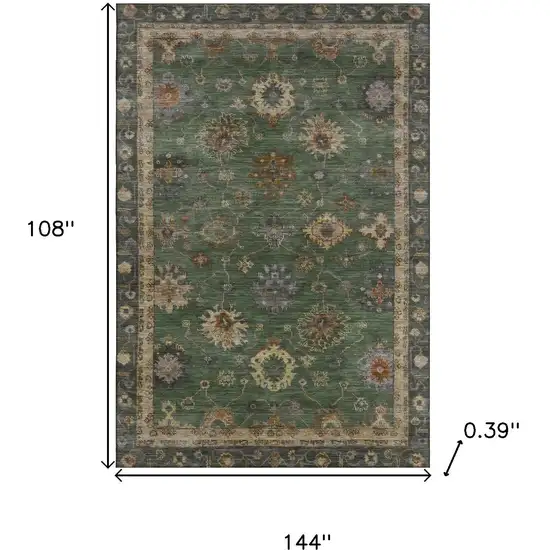 Fern Green And Gold Oriental Washable Area Rug With UV Protection Photo 9