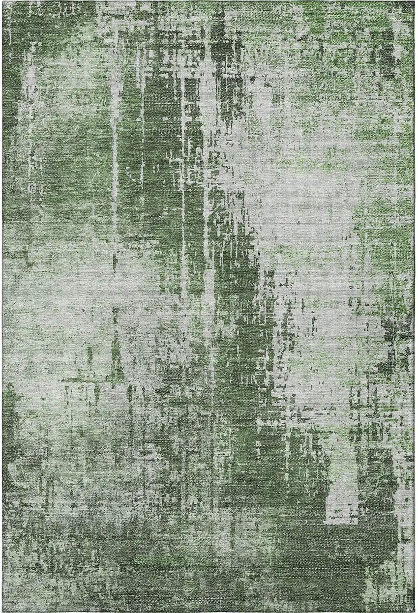 Fern Green And Gray Abstract Washable Area Rug With UV Protection Photo 4