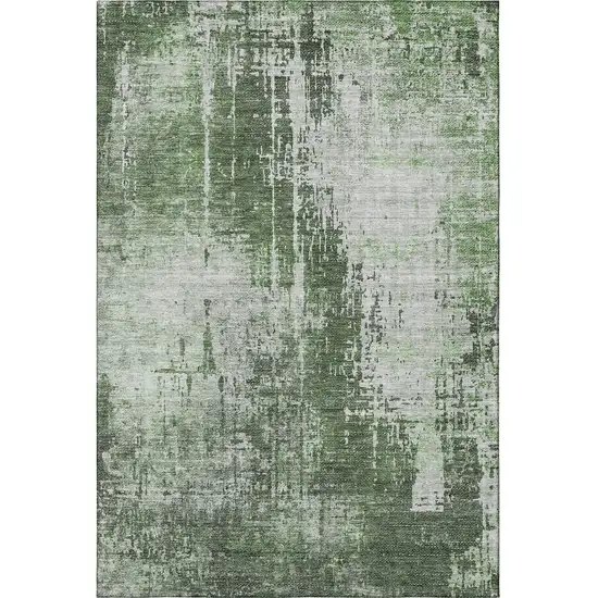 Fern Green And Gray Abstract Washable Area Rug With UV Protection Photo 4