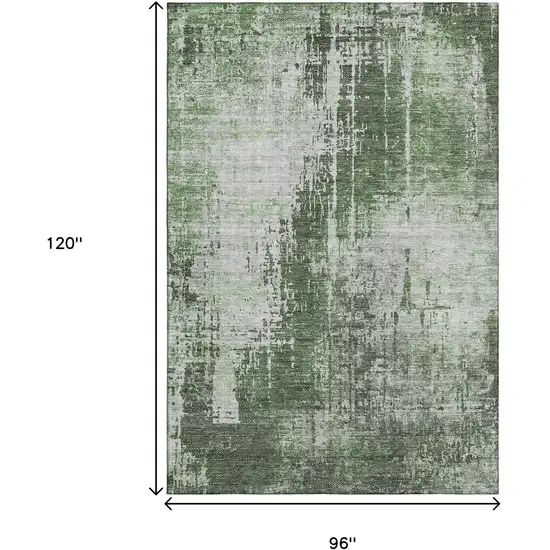 Fern Green And Gray Abstract Washable Area Rug With UV Protection Photo 3