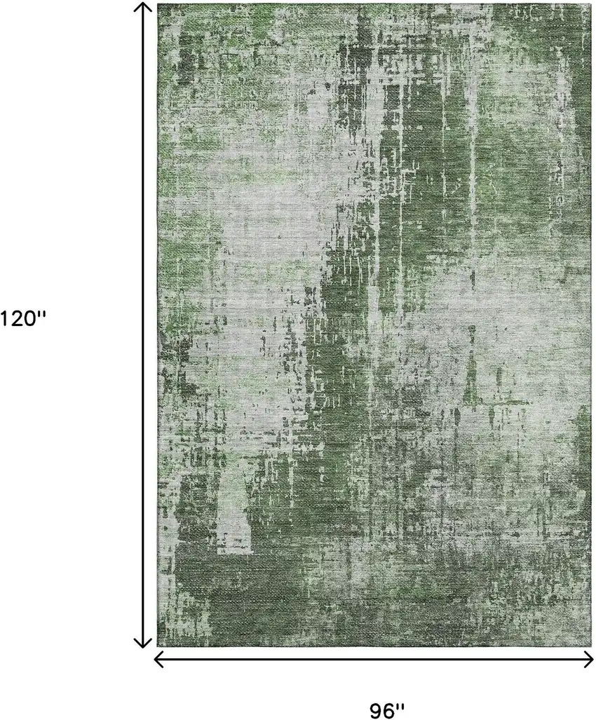 Fern Green And Gray Abstract Washable Area Rug With UV Protection Photo 3