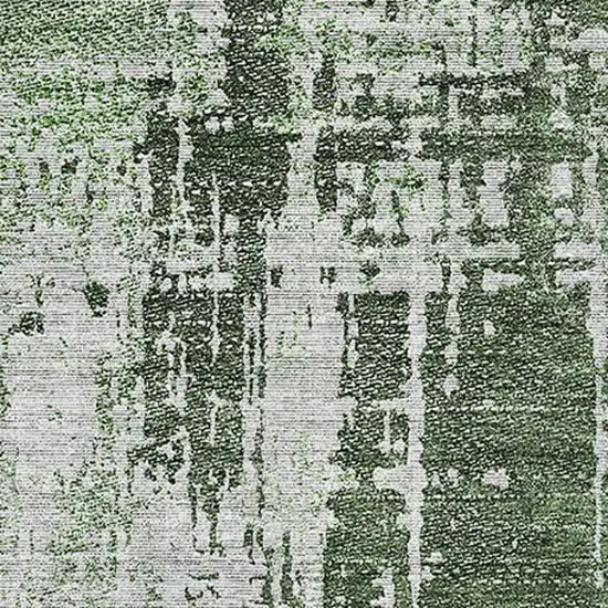 Fern Green And Gray Abstract Washable Area Rug With UV Protection Photo 3