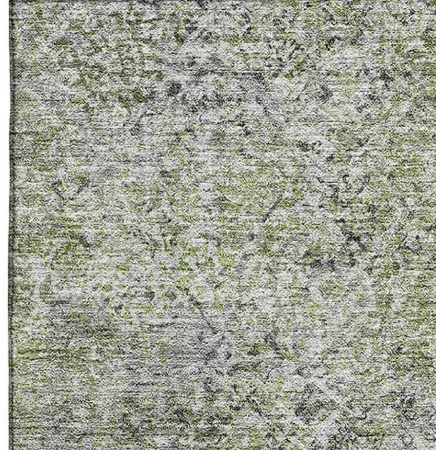 Fern Green And Gray Abstract Washable Area Rug With UV Protection Photo 4