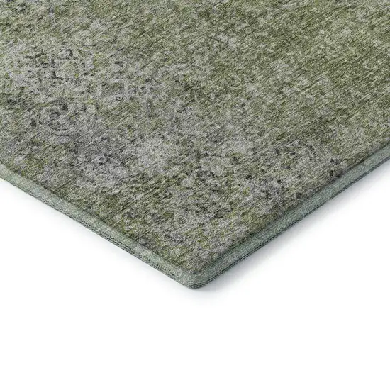 Fern Green And Gray Abstract Washable Area Rug With UV Protection Photo 8