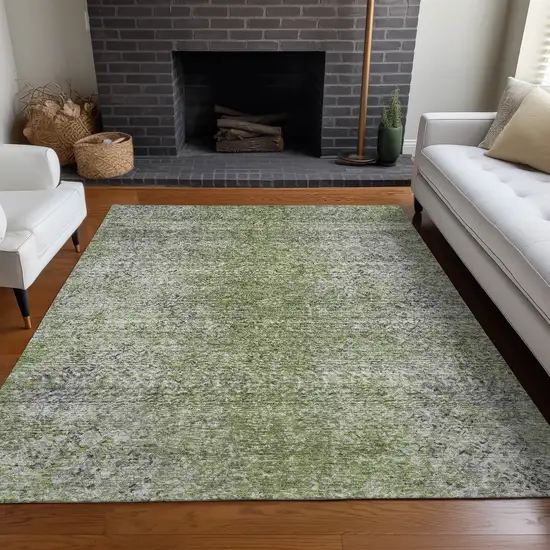 Fern Green And Gray Abstract Washable Area Rug With UV Protection Photo 5