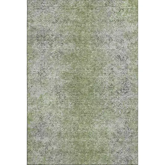 Fern Green And Gray Abstract Washable Area Rug With UV Protection Photo 1