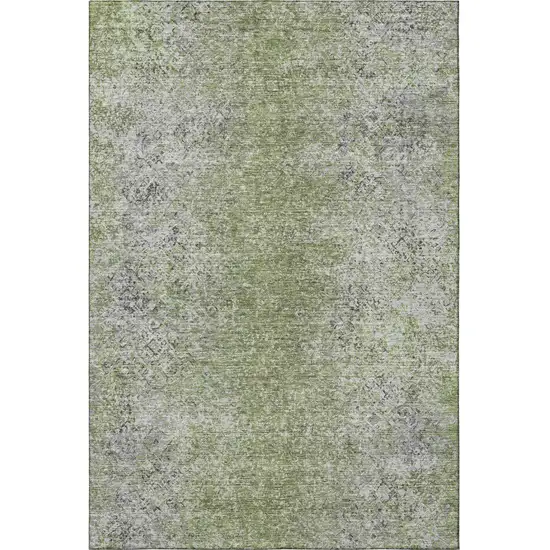 Fern Green And Gray Abstract Washable Area Rug With UV Protection Photo 4