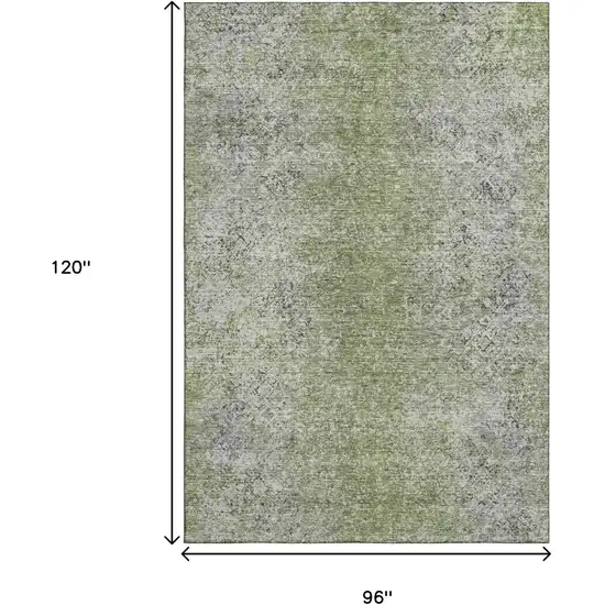 Fern Green And Gray Abstract Washable Area Rug With UV Protection Photo 3