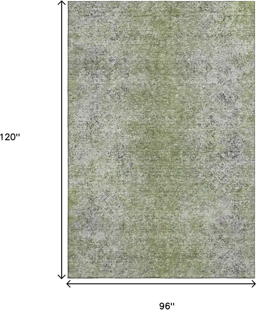 Fern Green And Gray Abstract Washable Area Rug With UV Protection Photo 3