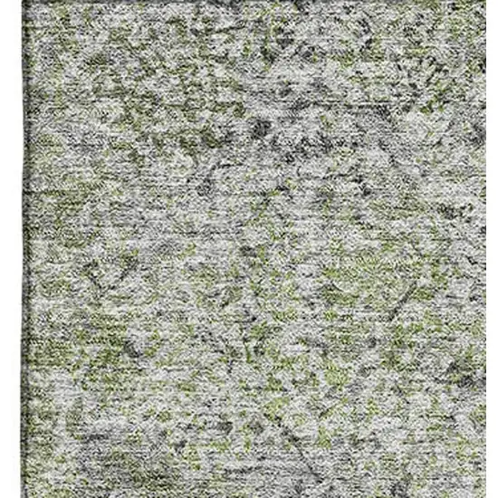 Fern Green And Gray Abstract Washable Area Rug With UV Protection Photo 3