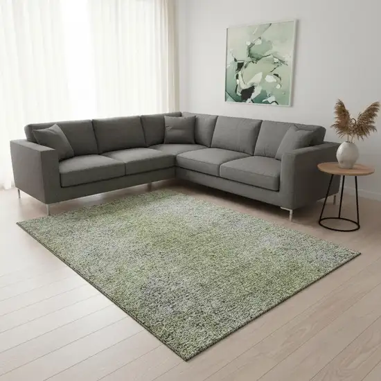 Fern Green And Gray Abstract Washable Area Rug With UV Protection Photo 2