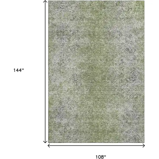 Fern Green And Gray Abstract Washable Area Rug With UV Protection Photo 3